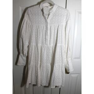 ASA Fashion Group White Eyelet Tiered Babydoll Dress sz M